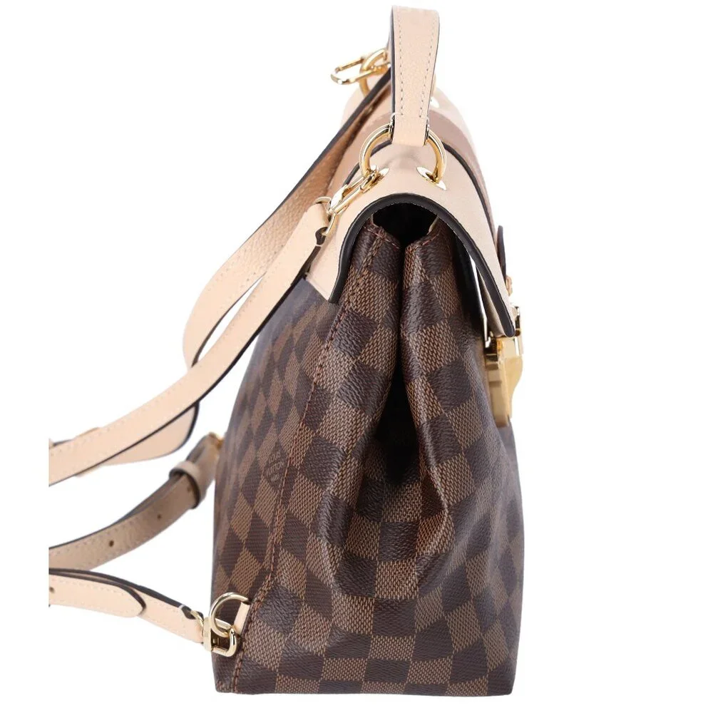 Louis Vuitton Clapton Backpack Damier Brown Canvas Leather Cream Crossbody